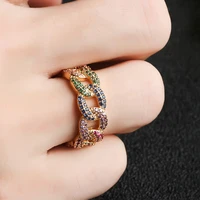 2021 new gold copper aaa cubic zirconia colorful chain rings women fashion cute jewelry for women gift multiple models rings