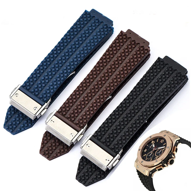 Watch Band For HUBLOT BIG BANG Silicone 24 26mm Waterproof Men Watch Strap Chain Watch Accessories Rubber Watch Bracelet Chain