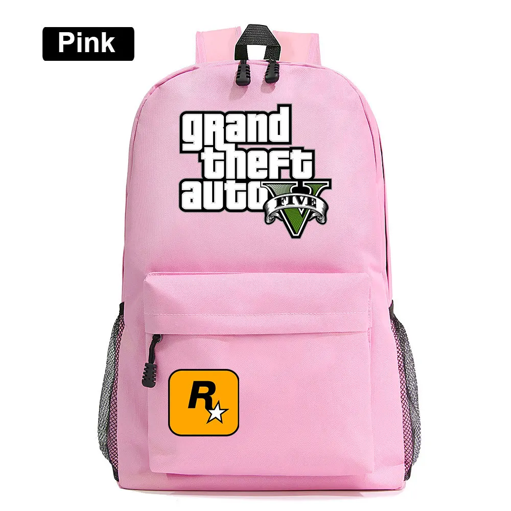 A34-32 Подарочные игры с героями мультфильмов, GTA5, клетчатая школьная сумка ярких цветов для мальчиков и девочек, женский рюкзак, школьные сумки для подростков, холщовые мужские школьные рюкзаки - Цвет: A34-32
