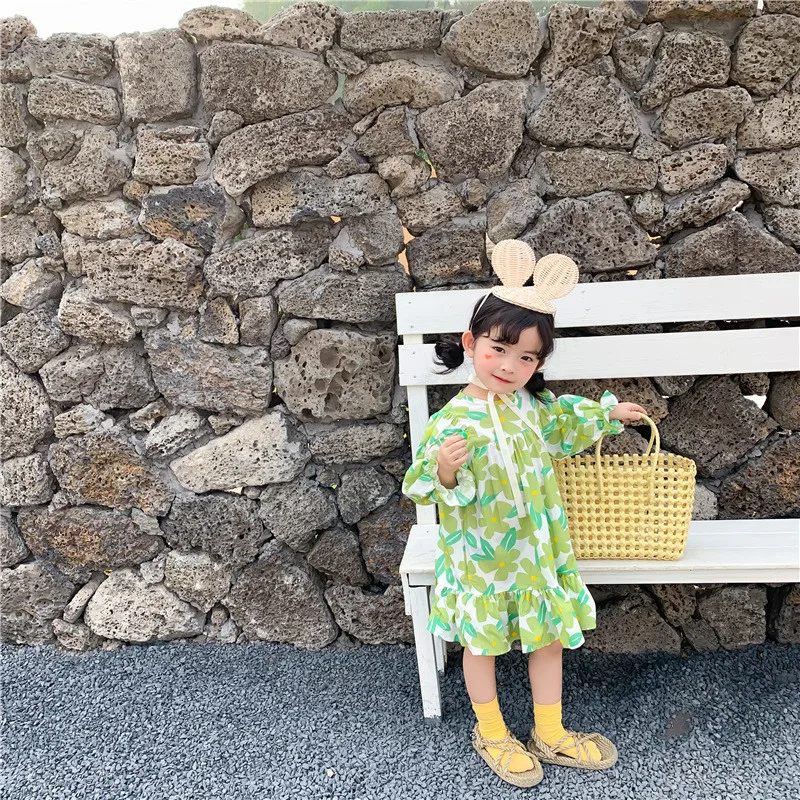 

Spring girls floral dress New Arrival Korean style 2020 baby girl cotton loose long sleeve princess dresses Party Cute Dress