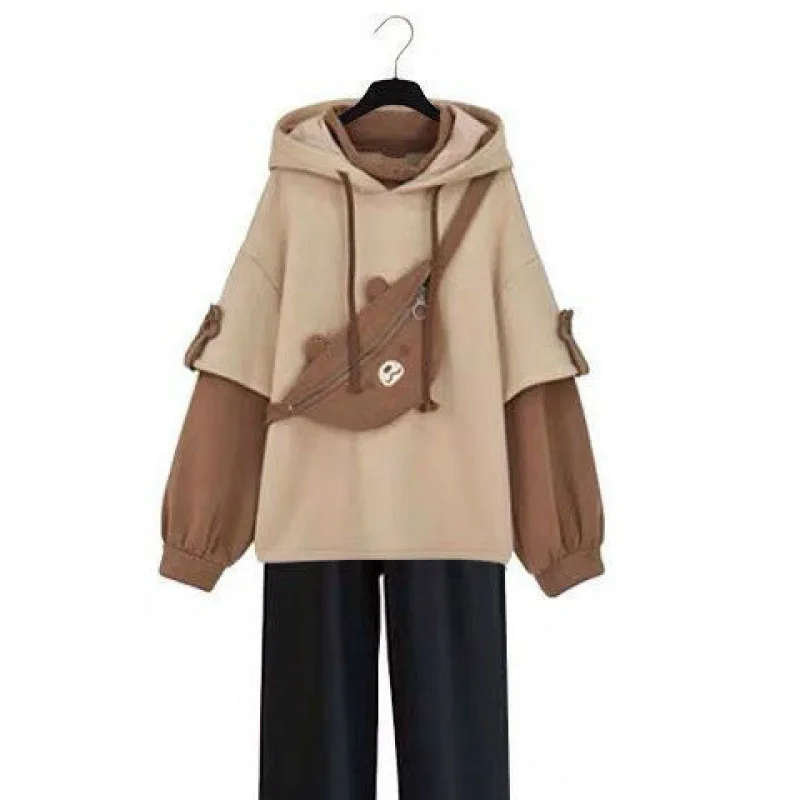 

Harajuku Aesthetic Bear Anime Hoodie Women Korean Kawaii Crewneck Long Sleeve Oversized Streetwear Kpop Fall Winter Clothes Tops