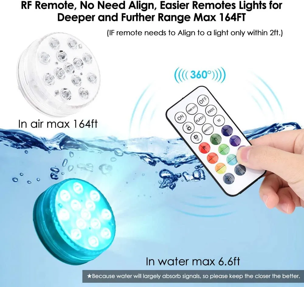 Погружной RGB светильник с магнитом 13 светодиодный ночник для бассейна вазы