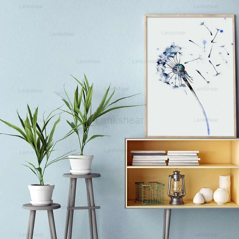 Настенная картина с изображением синего одуванчика постер на холсте цветами и