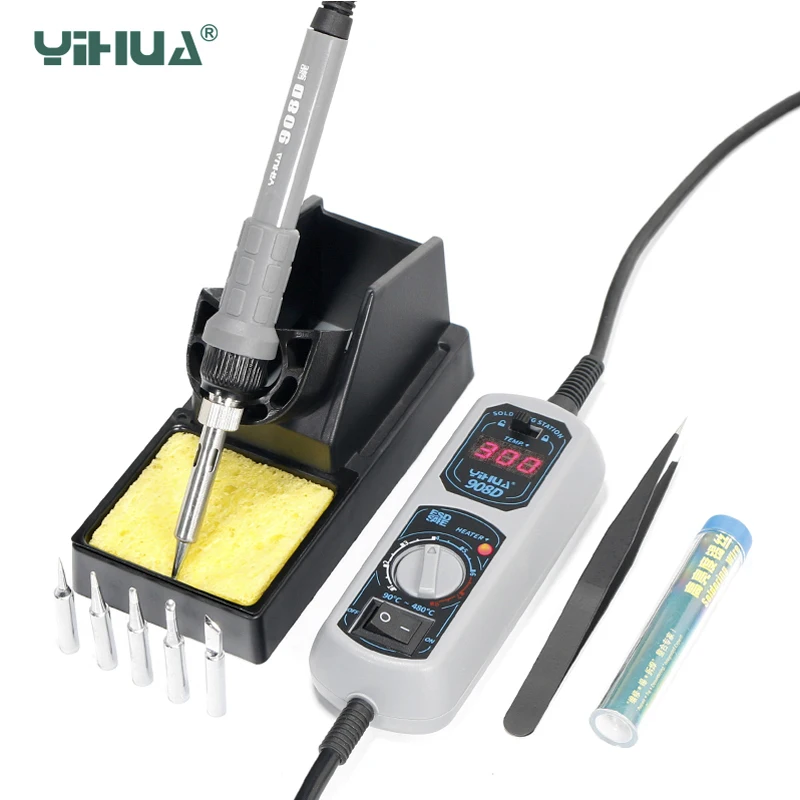 Паяльная станция YIHUA 908D паяльная с цифровым дисплеем и регулируемой температурой