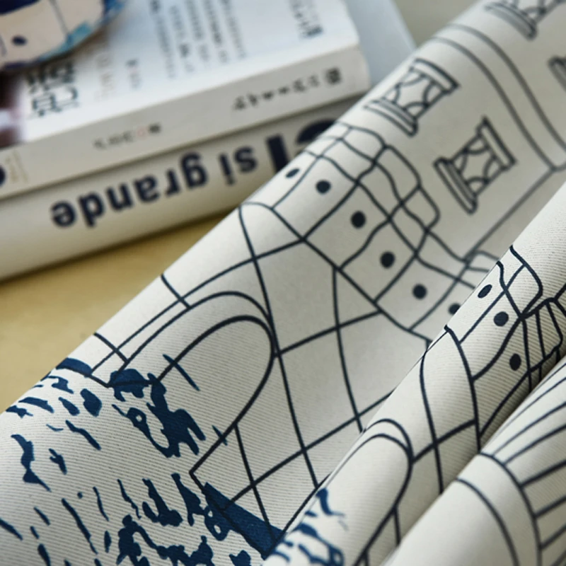 Шторы для спальни детской с графикой из мультиков морская принтом &quotзамок&quot