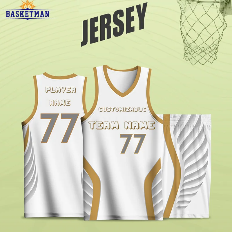 

Basketball Jersey For Man Sportwear Full Sublimation Customizable Team Name Logo Printed Uniform Training Quickly Dry Tracksuits