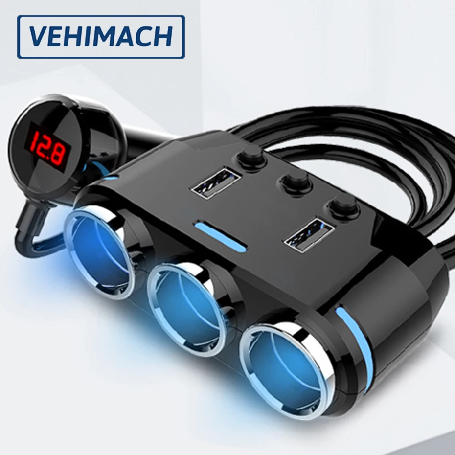 12 24 В разветвитель автомобильного прикуривателя штепсельная вилка 3 розетки