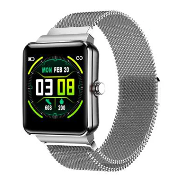 H10 Smart Band Watch Men Women Sports Watch IP68 Waterproof Nylon Stell Strap Step Heart Rate Blood Pressure Smartwatch - Цвет: Silver steel strap