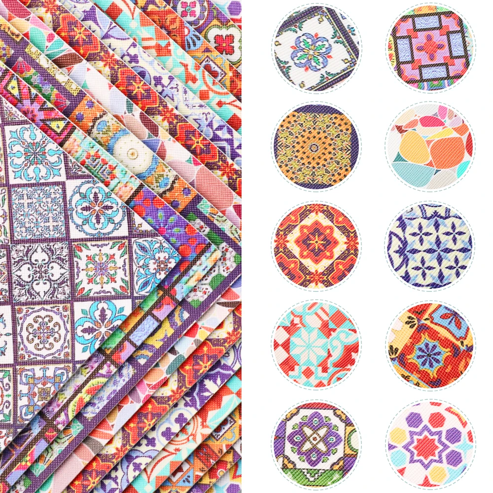 

10Pcs Geometric Print Faux Leather Fabric Sheets,Vinyl Fabric Clothing Upholstery Earring Handbag Crafts Decor,1Yc10742
