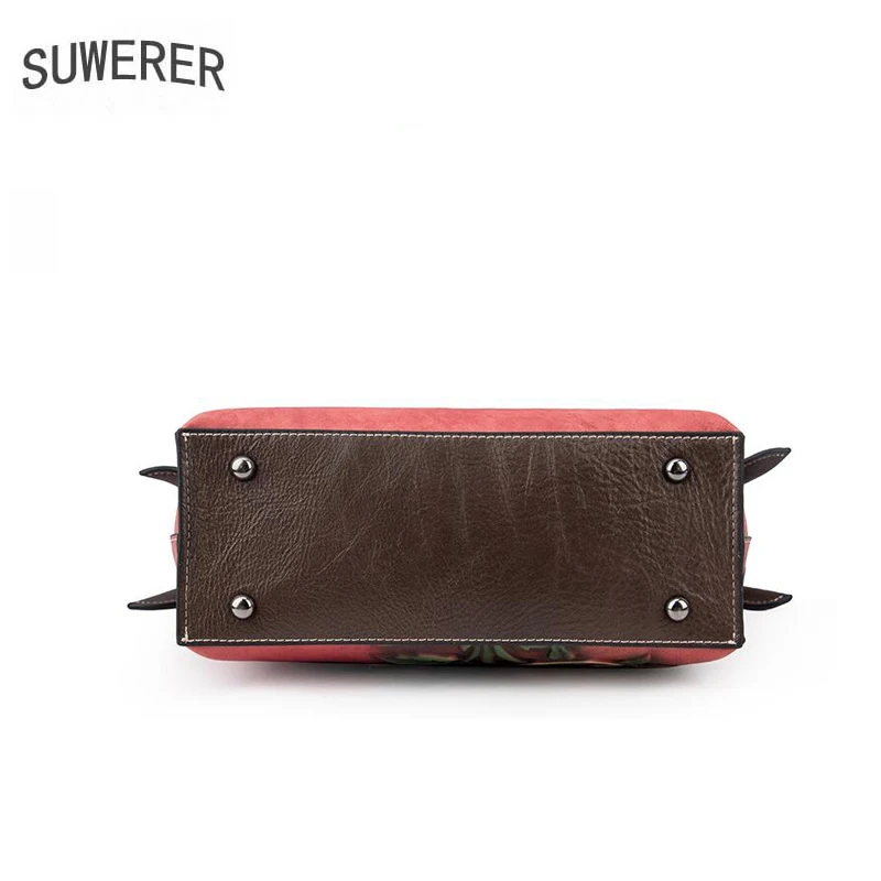 

SUWERER 2020 New Women Genuine Leather bag fashion cowhide Embossing bags handbags women famous brands Luxury Genuine Leather