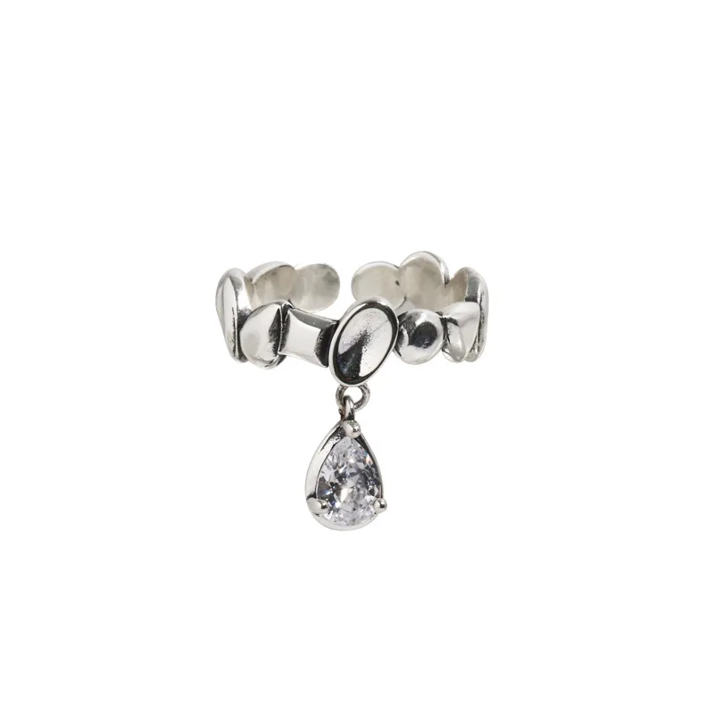 Женское кольцо с подвеской в виде капли воды из серебра 925 пробы | Украшения и