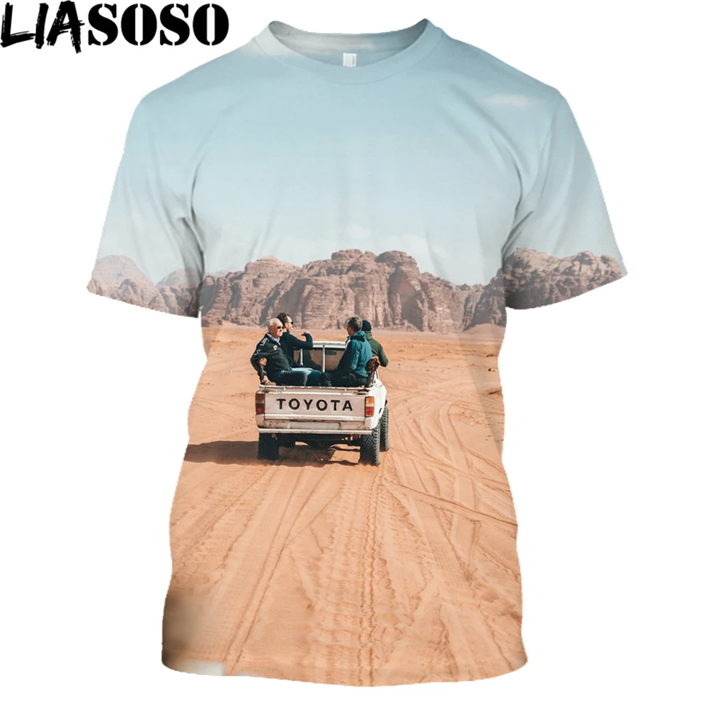 

LIASOSO Desert Landscape 3D Print Women Men T-Shirt New Round Neck Handsome Loose Clothes Beautiful Desert Scenery Blue Sky