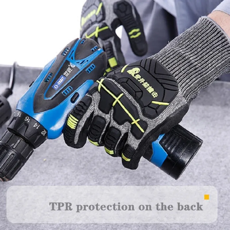 

Mechanical Gloves TRP Rubber Protection Level 5 Cut-resistant Anti-impact Non-slip Nitrile Abrasive Palm Automobile Repair
