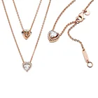 2020 зима Новый Рождественский подарок 925 стерлингового серебра игристое розовое золото с подвеской в форме сердца для женщин оригинальный бренд ожерелье ювелирные изделия