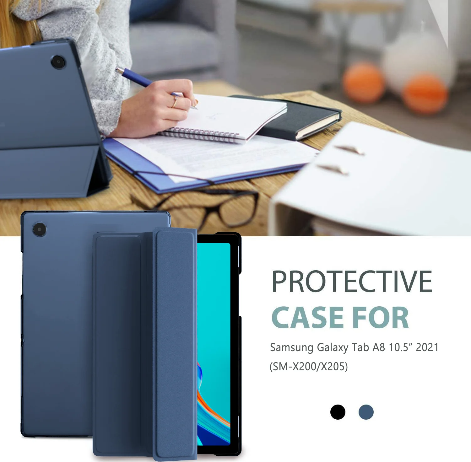 for samsung galaxy tab a8 10 5 inch 2022 tablet cover for samsung tab a8 10 5 sm x200sm x205 tri folding stand case free global shipping