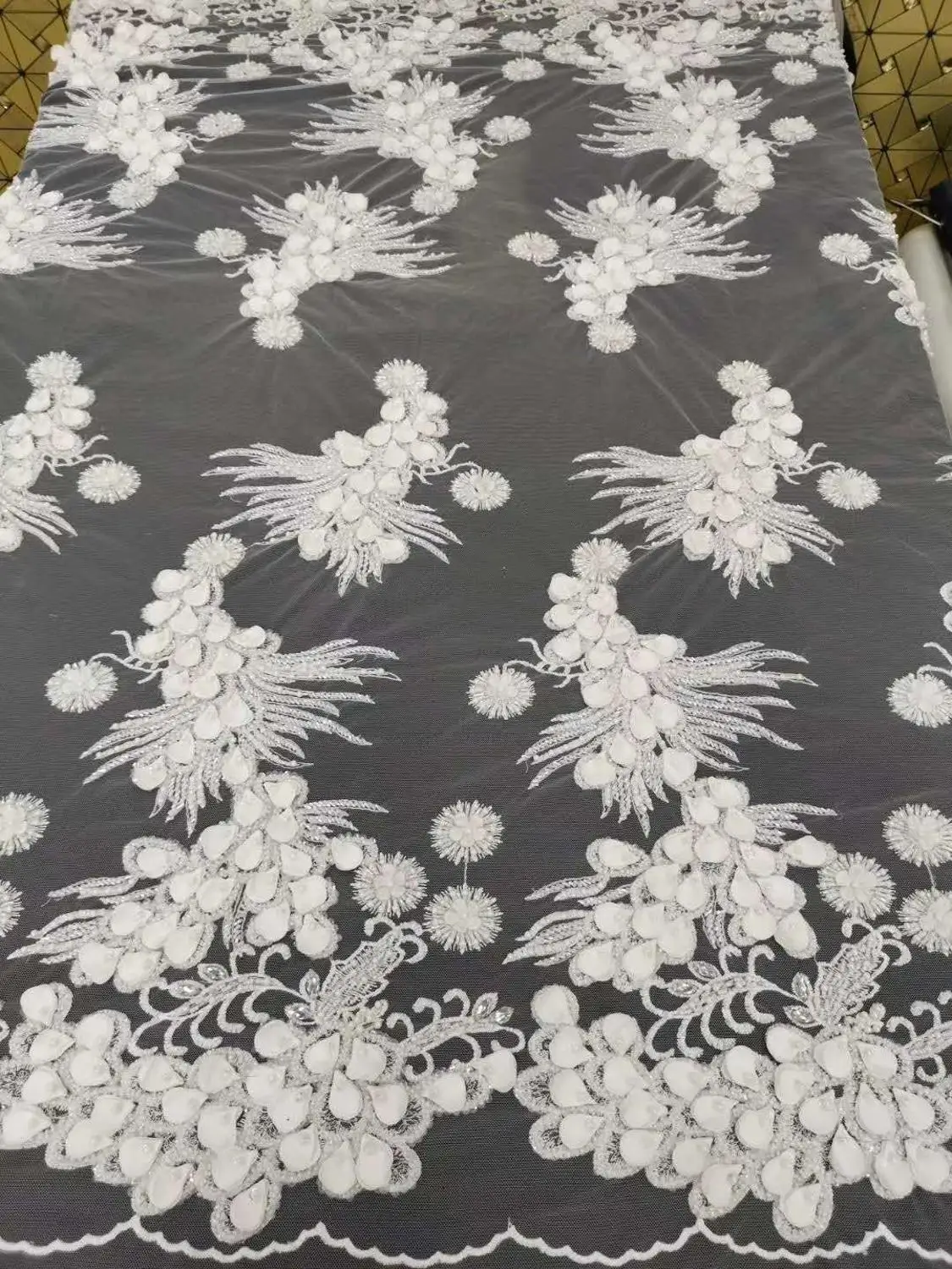 

White 2020 high quality bead embroidery tulle lace French mesh tulle fabric African lace fabric/evening dresses, wedding dresses