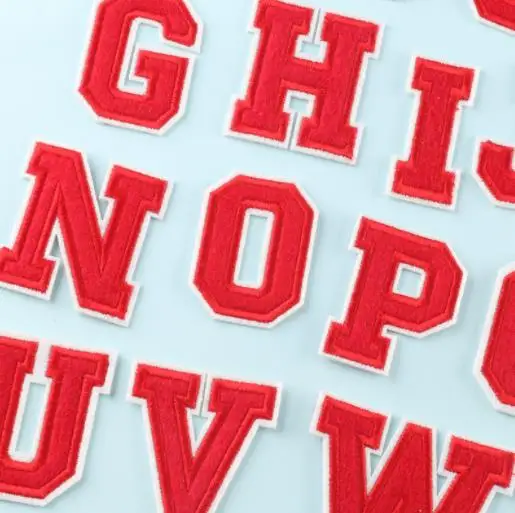 

1Pcs Red Letters Iron On Patch Applique Diy Alphabet Embroidered Patches For Clothing Bags Sewing Name Badge Accessories
