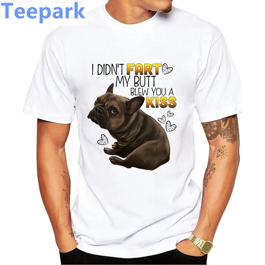 Футболка мужская с принтом французского бульдога модный топ забавным для