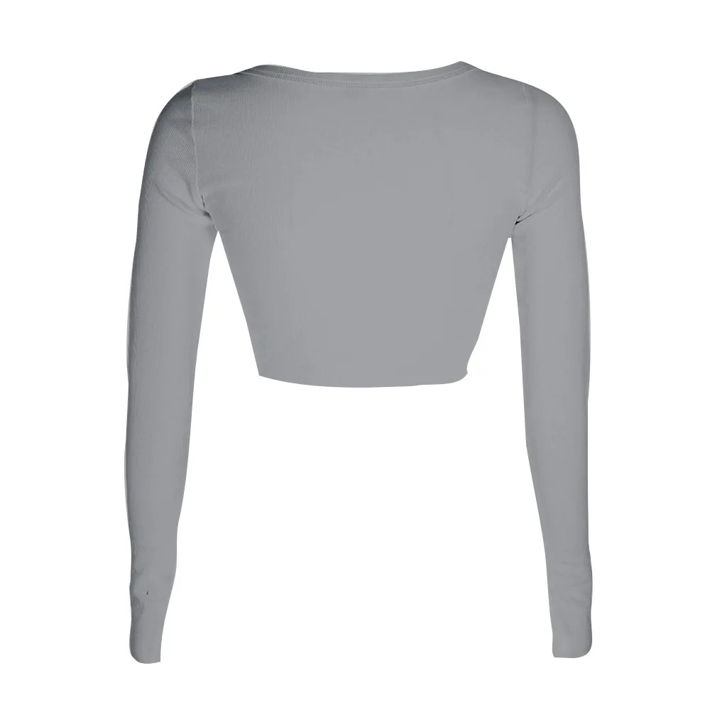 

Women Long Sleeve Crop Tops Sexy Deep V Neck Basic Solid Black White Shirt Casual Blouse Sexy Women Crop Shirts Summer Autumn