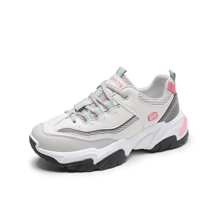 

SHOFORT Daddy Shoes 2021 Fashion Mixed Colors Mesh Breathable All-match Women Sneakers Casual Non-slip Heighten Platform Shoes