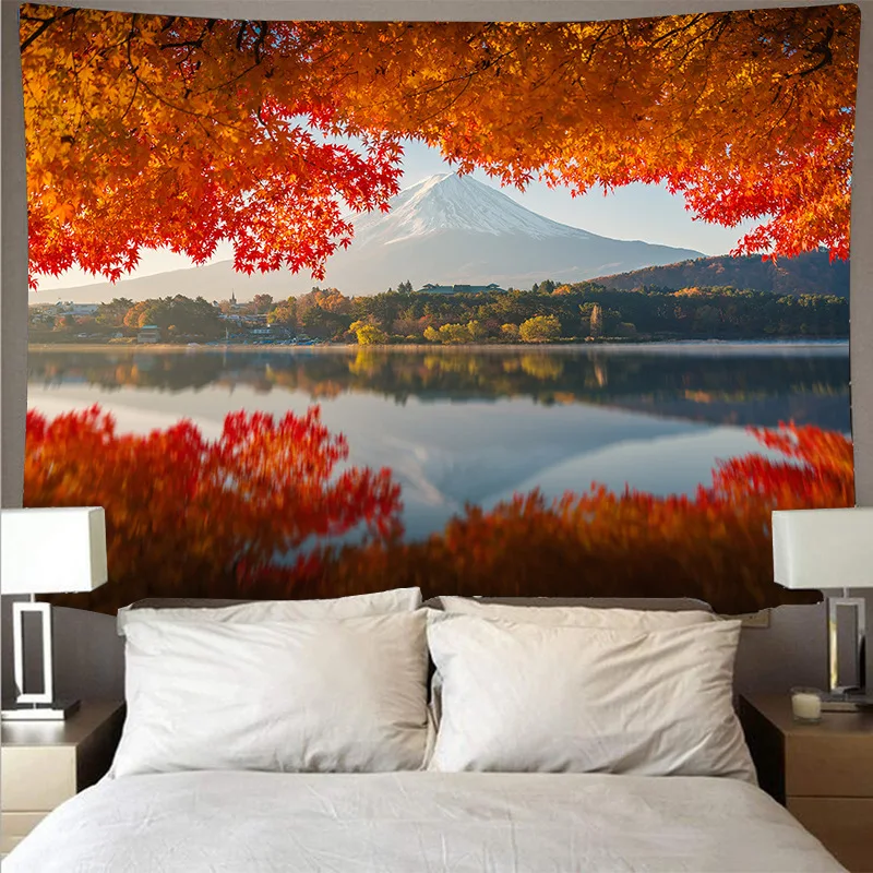 

wall tapestry mountain lake tapecaria de parede wall blanket wall fabric tissu mural wall carpet