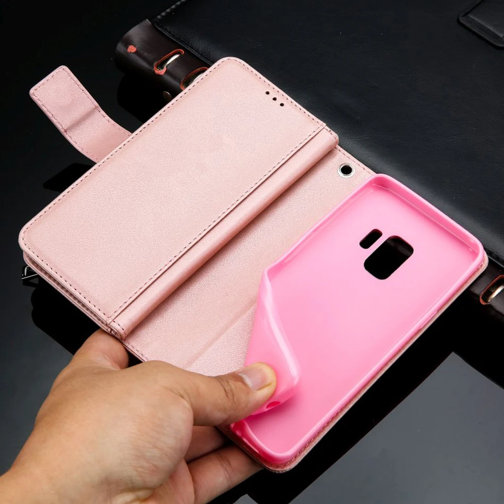 Кожаный чехол бумажник с застежкой молнией для Samsung S20 Ultra Note10 Plus 5G S10E S9 S8 S10 бампер