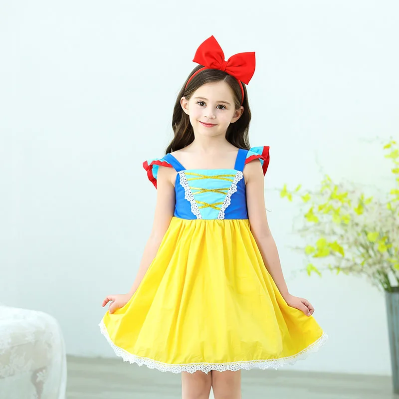 Платье снежной принцессы для девочек цельнокроеный летний костюм косплея платья