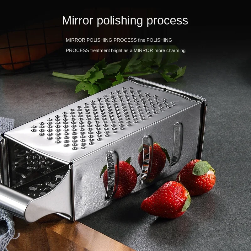 

Stainless Steel Multi-Functional Chopping Artifact Four-Sided Household Grating Slicing Radish Shredded Potatoes Kitchen Grater