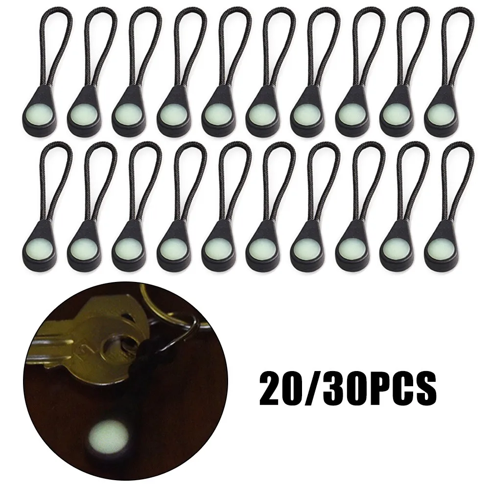 

20/30pcs Luminous Zipper Pulls Zipper Pull Replacement Cord Markers Glow In The Dark Night For Coats And Camping Tent