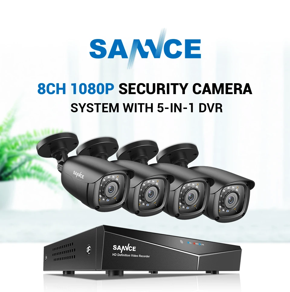 SANNCE система камер домашней безопасности 8CH DVR CCTV Системы 4 шт. 1080P Водонепроницаемый Камера комплект видеонаблюдения 1 ТБ на открытом воздухе