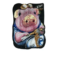large embroidery big pig animal cartoon patches for clothing az 44
