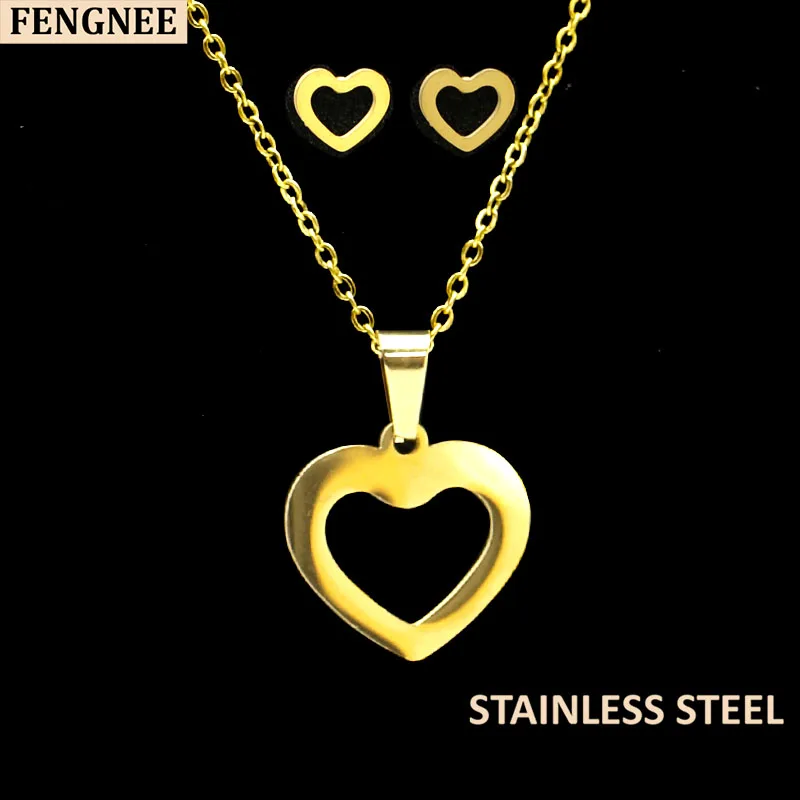 Fengnee ожерелье из нержавеющей стали для женщин ювелирные наборы Bijoux (украшения
