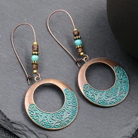 retro distressed metal alloy earrings womens india fashion exaggerated circular personal accessories gift