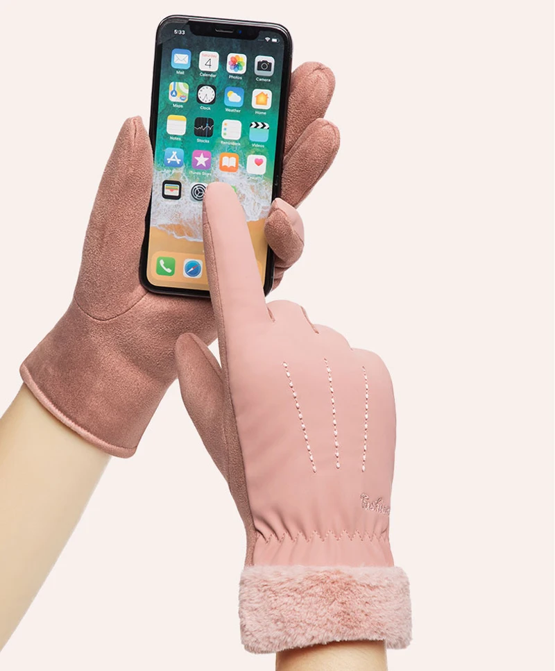 Женские теплые перчатки Elifashion варежки для сенсорного экрана толстые плюшевые