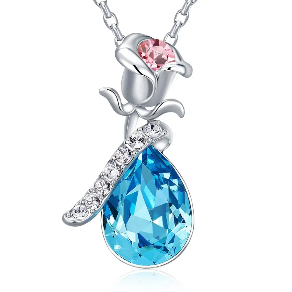 Ожерелье Warme Farben с кристаллами Swarovski для женщин, европейская Роза, Хрустальная подвеска, ожерелье, хорошее ювелирное изделие, колье