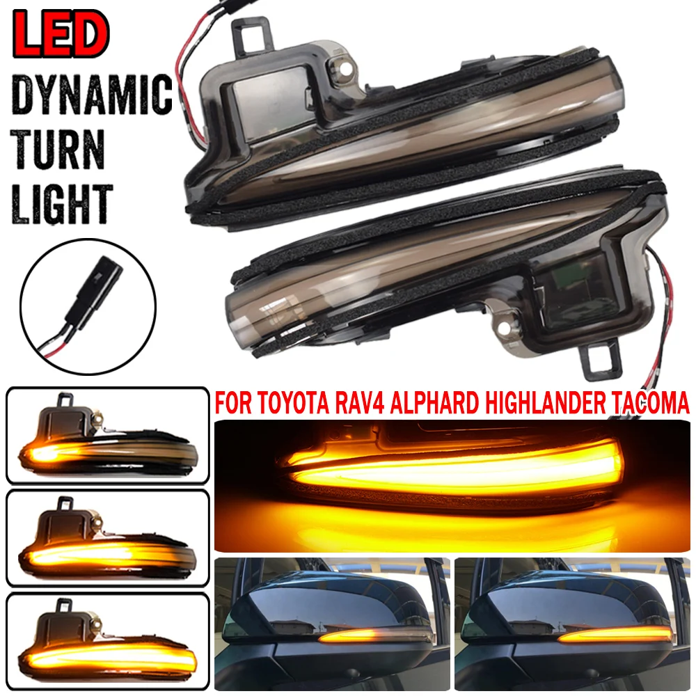 

2pcs For Toyota Alphard Vellfire AH30 Tacoma 16-19 RAV4 2019-2020 Highlander 2020 Car LED Dynamic Turn Signal Mirror Light