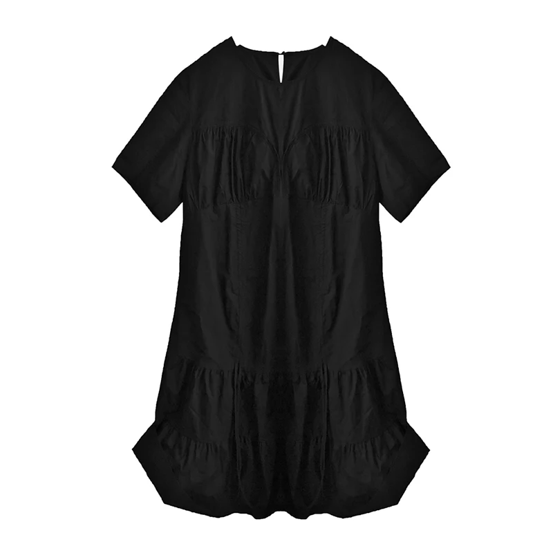 

XITAO Ruffle Dress Fashion New Pullover Black White Small Fresh Casual Style 2021 Summer Elegant Minority Plus Size LDD1809
