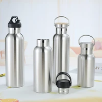 new style stainless steel vacuum flask with handle and steel lid vacuum outdoor sports bottle portable big mouth space pot