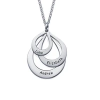 customized engrave necklace water drop pendant necklace name stainless steel family gift simple personalized chain women jewelry