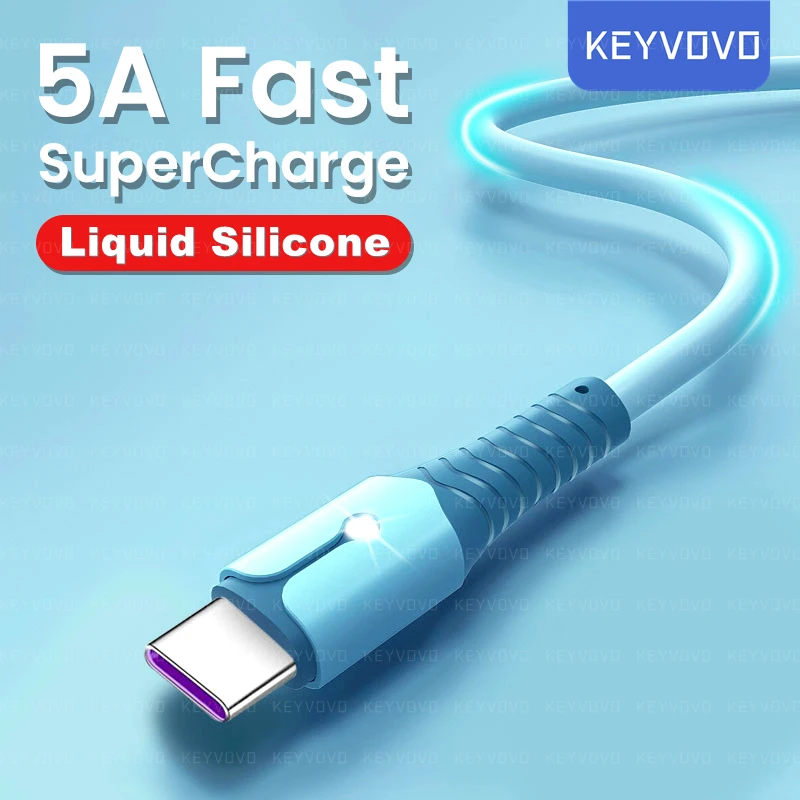 

5A Super Quick Charge Type C Cable Fast Charging Mobile Phone Charger Data Cord For Huawei Samsung Xiaomi Redmi Liquid Silicone
