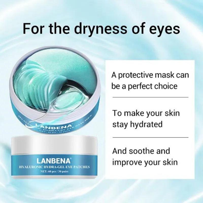 

LANBENA Hyaluronic Acid Collagen Gel Eye Mask Hydrogel Patches Under Eye For Eyes Face Anti Wrinkle Eye Pads Fade Dark Circles