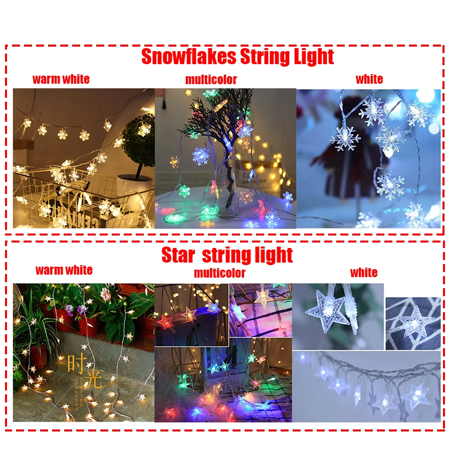 

Snowflakes String Light LED Christmas Decor fornew Home Hanging Garland Christmas Tree Decor Ornament Navidad Xmas Gift New Year