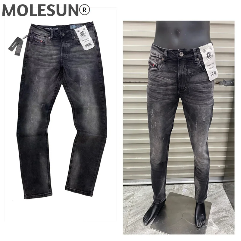 

European dsq famous brand men Italy jeans pants Men slim jeans zipper straight jeans pants gentleman black hole jeans for men