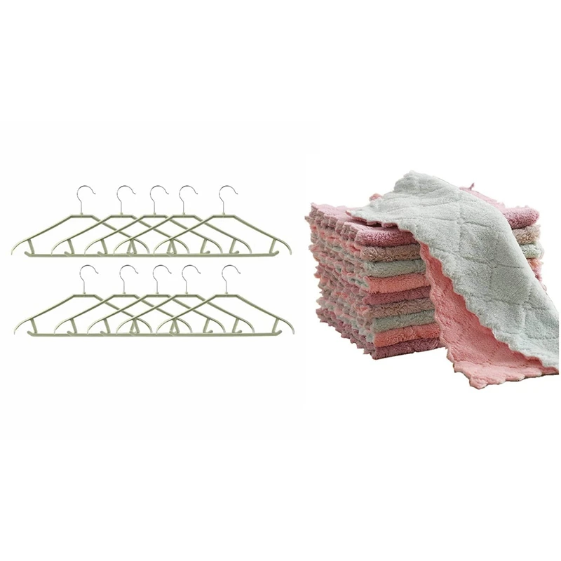 

20-Pack Kitchen Cloth Dish Towels With Portable Hanger Coat Hanger