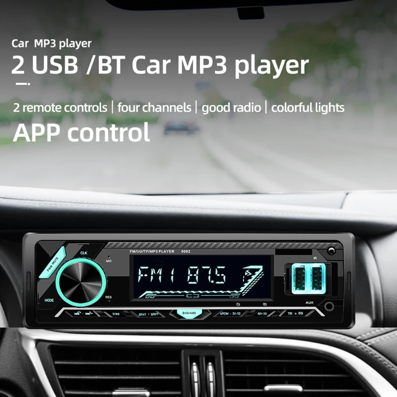 

Новый продукт, Автомобильный MP3-плеер с двойным USB-портом, Bluetooth, перезаряжаемая цветная карта с подсветкой, U-диск, радио, хост с квадратным уп...