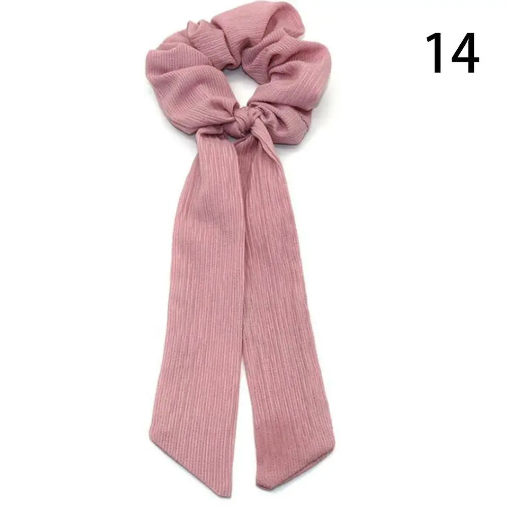 24 Floral Print Elastic Knot Ribbon Scrunchies Women Vintage Big Bow Fabric Hair Ties Girls Satin Hair Accessories Soft Hairbands - Цвет: 24