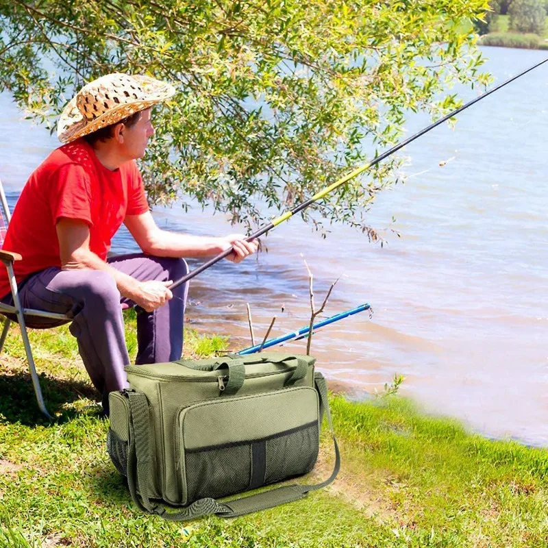 

Fishing Tackle Bag 35-Liter Fishing Carryall Bag Multi-Pocket Resistant Fishing Tackle Storage Bag Fly Fishing Tool Case