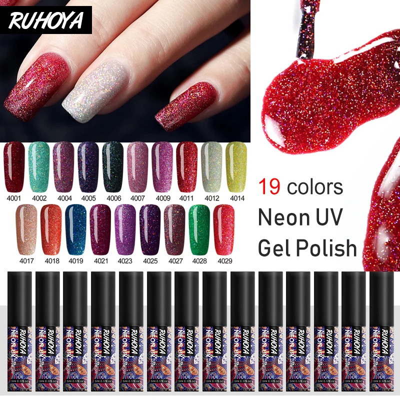 Ruhoya 5 мл Лак для ногтей гель маникюра Набор нужен УФ светодиодный светильник