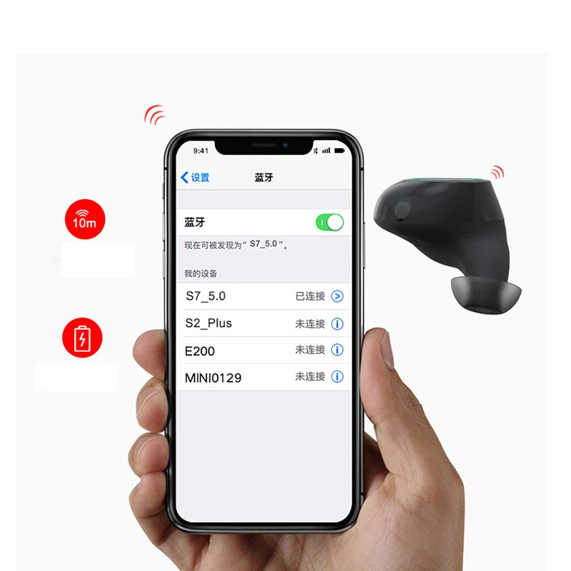 1 пара миниатюрные Беспроводные стереонаушники вкладыши с поддержкой Bluetooth 4000