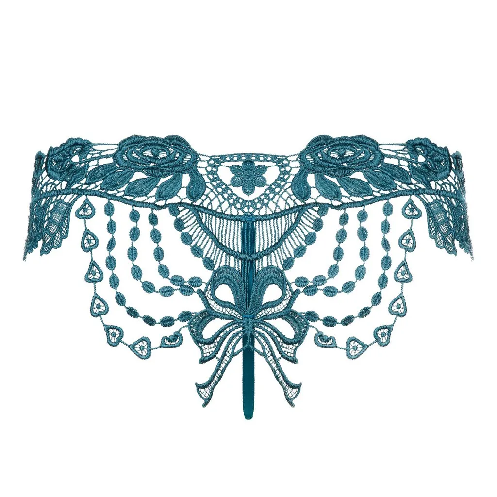 

Women's Crotchless Briefs V-Back lace Thong Sexy Lace Bowknot Open Crotch Thong G-String Lingerie Underwear Underpants A80